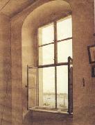 Caspar David Friedrich View of the Artist's Studio Left Window (mk10) oil painting reproduction